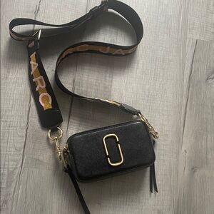 Marc Jacobs Black Crossbody Bag with Gold Accents
